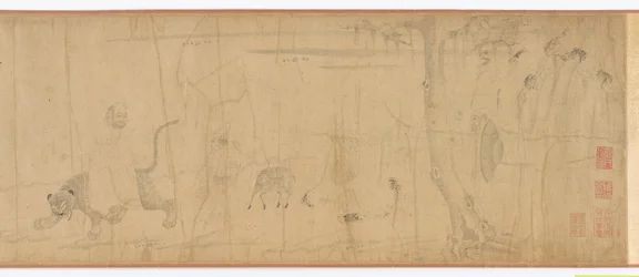 Luohans og dyr, der krydser havet, Ming-dynastiet, 16.-17. århundrede.