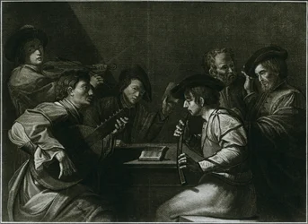Lut, violin og sort krum zink, italiensk stik fra året 1784, 1948
