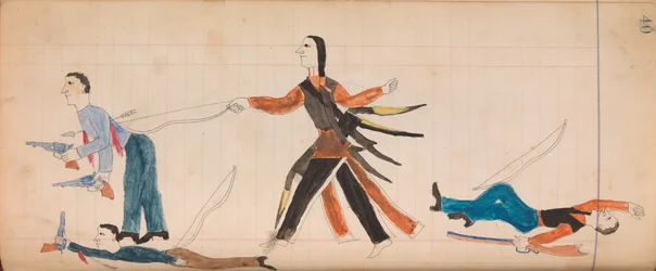 Maffet Ledger: Indisk og tre hvide mænd, ca. 1874-81.