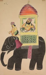 Mahant of Tarakeshwar Rides on an Elephant, 1800-tallet.