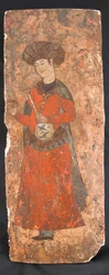 Mand holder en flaske og en kop, 1500-1700-tallet.