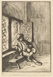 Mand sidder ved et vindue kopi, 1610-85.