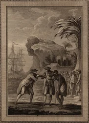 Mand sælger en slavekvinde, 1775.