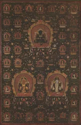 Mandal af Vajradhara, Manjushree og Shadakshari-Lokeshwar, dateret 1479.