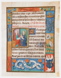 Manuskriptblad fra en timebog, ca. 1500.