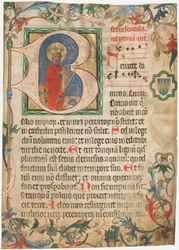 Manuskriptblad fra et Missal, slutningen af det 15. århundrede.