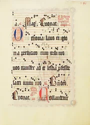 Manuskriptblad, fra et antifonarium, tysk, andet kvartal 1400-tallet.