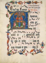 Manuskriptblad med Initial A, fra et antifonarium, tysk, ca. 1425-50.