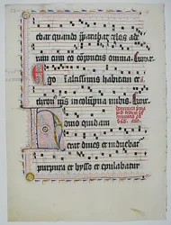 Manuskriptblad med initial H, fra et antifonarium, tysk, andet kvartal 1400-tallet.