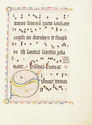 Manuskriptblad med initial S, fra et antifonarium, tysk, andet kvartal 1400-tallet.