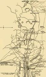 Kort, der illustrerer flytningen mod øst fra Eerstefabrieken til Middelburg, 1901.
