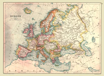 Kort over Europa, 1902.