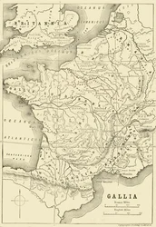 Kort over Gallien og en del af Storbritannien, 1890.