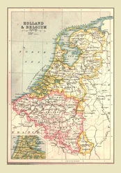 Kort over Holland og Belgien, 1902.