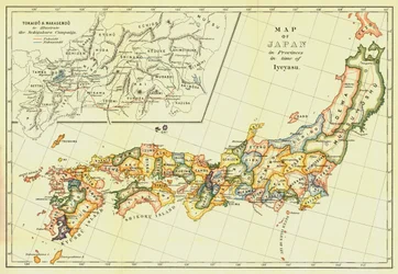 Kort over Japan opdelt i provinser på Ieyasus tid, 1903