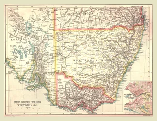 Kort over New South Wales og Victoria, 1902.