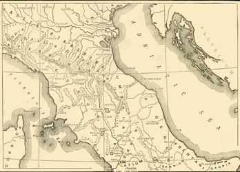 Kort over det nordlige og centrale Italien, 1890.