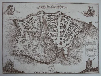 Kort over Poltava i begyndelsen af det 18. århundrede