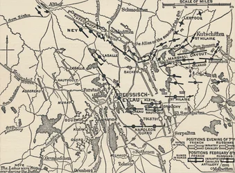 Kort over slaget ved Eylau, 1807, 1896