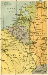 Kort over den belgiske grænse med forter, 1919.