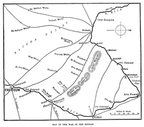 Kort over krigen i Soudan, slutningen af det 19. århundrede, 1900