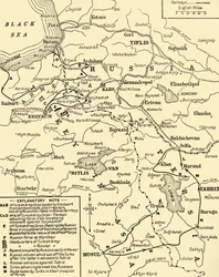 Kort over grænsen mellem Rusland og Tyrkiet, Første Verdenskrig, ca. 1920