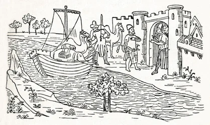 Marco Polo lander i Ormuz, c1300, 1912