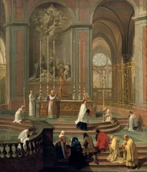 Messe sagt af canon de la Porte, eller hovedalteret i Notre Dame, Paris, 1708-1710