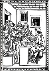 Mester med sine Elever. Christoforo Landino, 1492, 1917