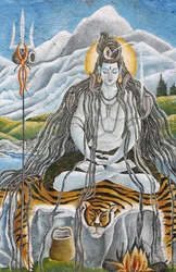 Mediterer Shiva med naja-slanger i Pashupatinath, Kathmandu, Nepal
