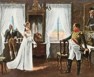 Møde mellem Dronning Louise og Napoleon I i Tilsit, 6. juli 1807, 1936.