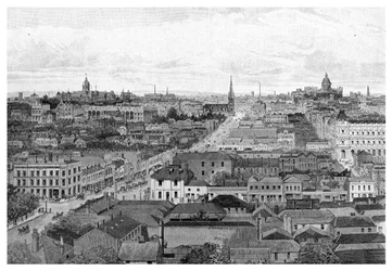 Melbourne kigger mod øst, Victoria, Australien, 1886