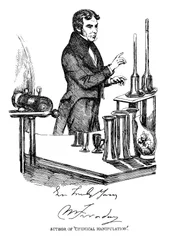 Michael Faraday forelæser ved Royal Institution, London, c1835