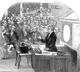 Michael Faraday forelæser om elektricitet og magnetisme, Royal Institution, London, 1846