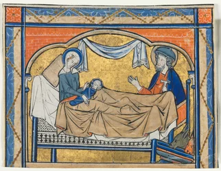 Miniature udskåret fra en Psalter: Fødselen, ca. 1270.