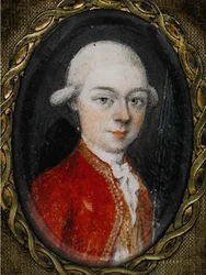 Miniatureportræt af Wolfgang Amadeus Mozart 1756-1791, 1777