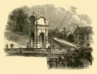 Monument i New Plymouth, for at markere stedet for pilgrimsfædrenes landing, 1890.