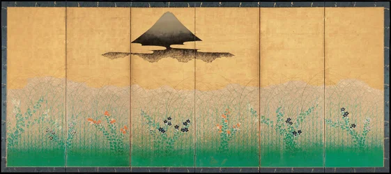 Mount Fuji og månen, ca 1760
