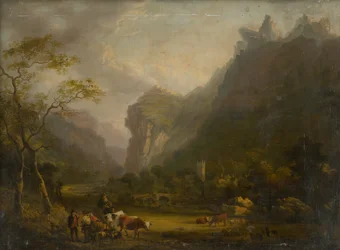 Mountain Valley med en figurgruppe i forgrunden