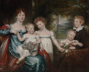 Mrs. Hawkins og familie, ca. 1818-1820.