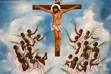 Namugagna katolske martyrhelligdom, Kampala. Church Fresco, TO160217, Kampala, Uganda