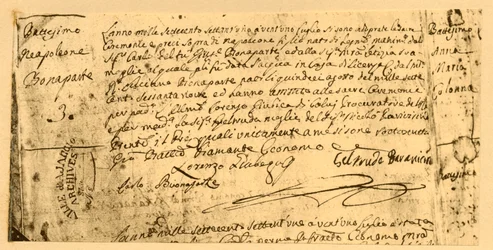 Napoleons fødselsattest, 19. juli 1782, 1921.