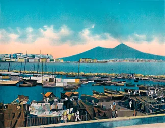 Napoli - Mergellina With Vesuvius, Mergellina With Vesuvius, c1900.