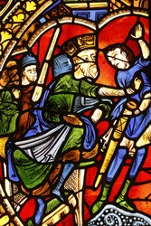 Nationalmuseet for franske monumenter. Saint-Pierre-katedralen. Glasmosaik. Domfældelsen af Sankt Paulus, Paris, Frankrig