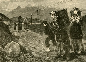 Indfødte går efter tørv, 1898.