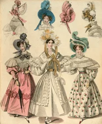 Nyeste mode i London og Paris, c1830-c1840