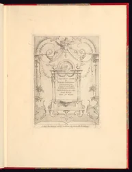 Ny bog med principper for ornamenter især for at finde et uendeligt antal former, der afhænger, ifølge tegningerne af Gillot. Maler af Roy, graveret af Huquier; titel side