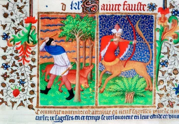 November: fodring af grise og Skytten, c1423