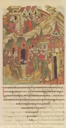 Novgorod veche. Ærkebiskop Spyridon ved Hof af Yaroslav II Vsevolodovich Fra den oplyste Comp