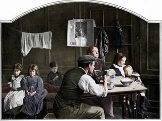 Gammelt værelse i Slumland, London, c1900 1901
